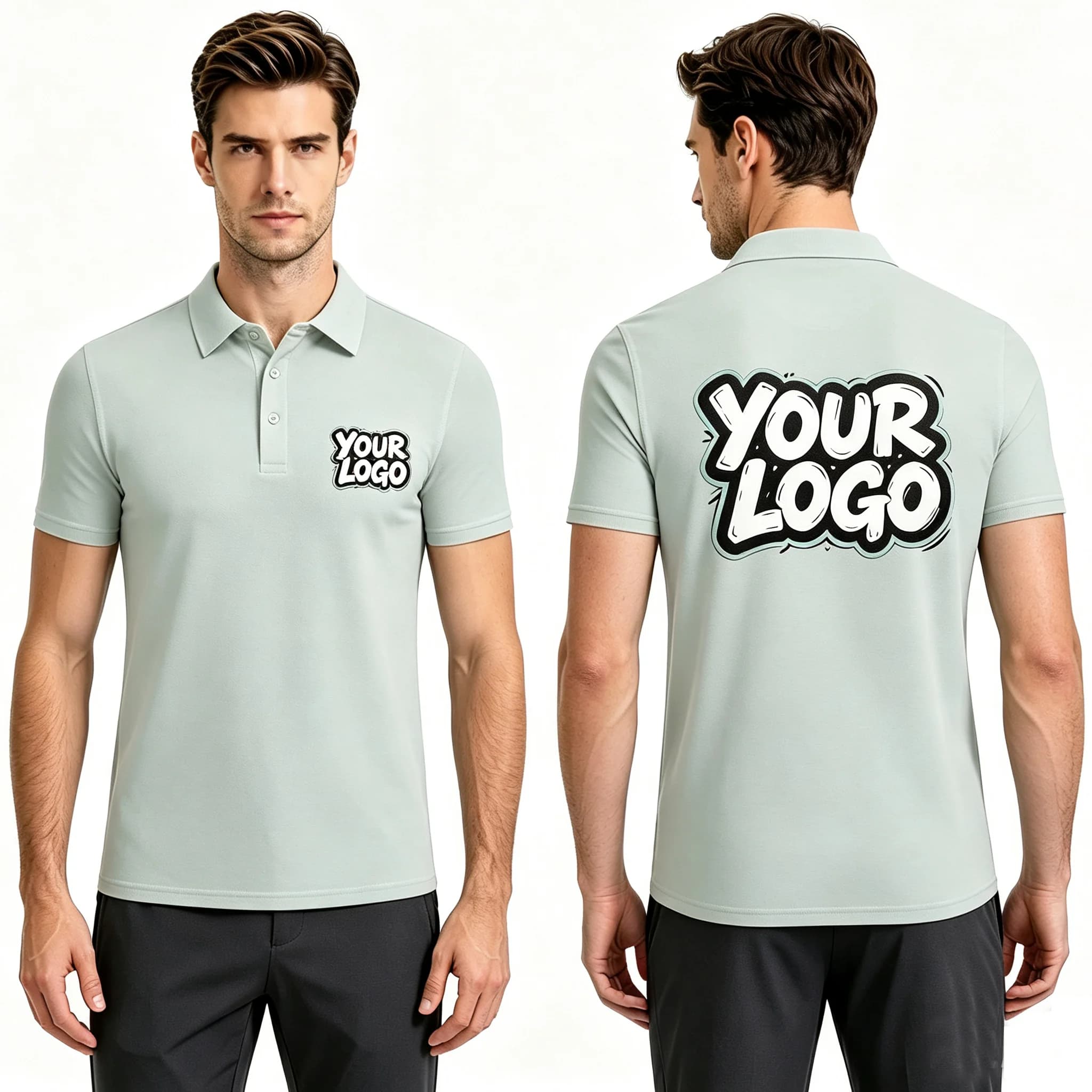 Plus S-6XL Custom Logo Men Mesh Quick Dry Polo Shirt, Breathable Athletic Tops For Golf Outdoor Sports Work Team Uniform Shirt