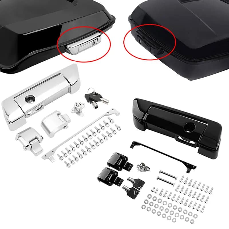 Chrome Black Tour Pack Tronco Chiusura Cerniere Set di chiavi di blocco per Harley Touring Street Glide Road King Road Glide 2014-Up