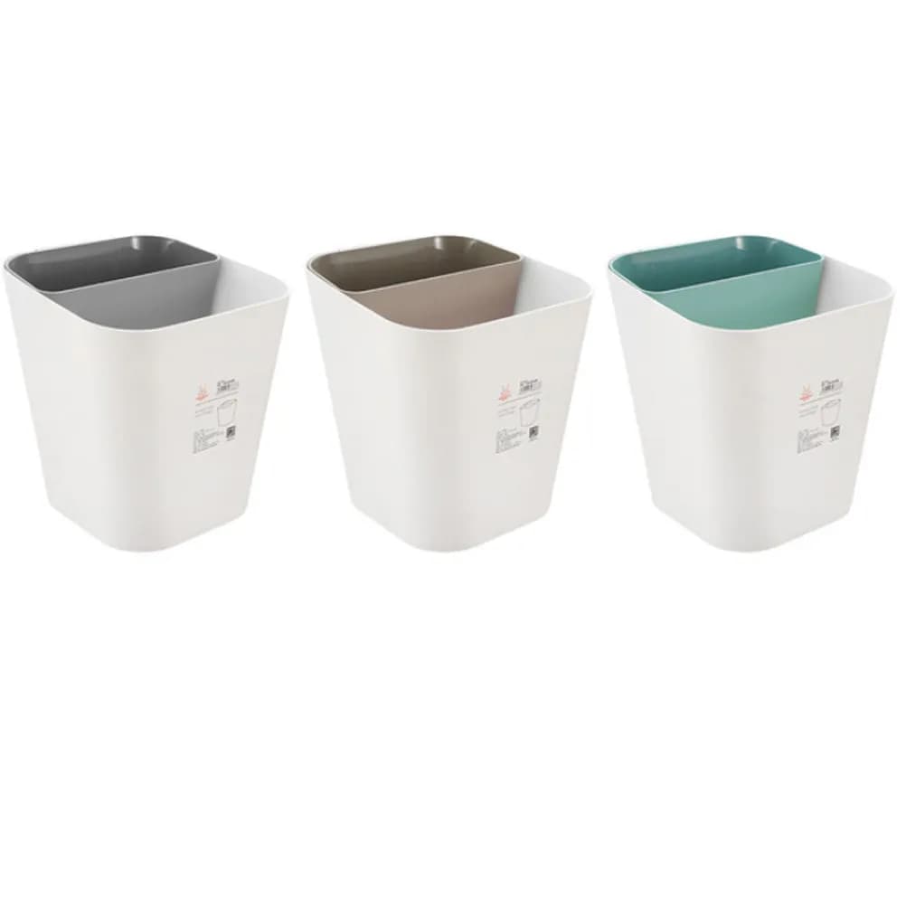 Cestino per Rifiuti in Plastica Spessa, Doppio Uso Umido/Secco, Contenitore Compatto per Casa, Cestino Semplice e Moderno per Stanza e Casa