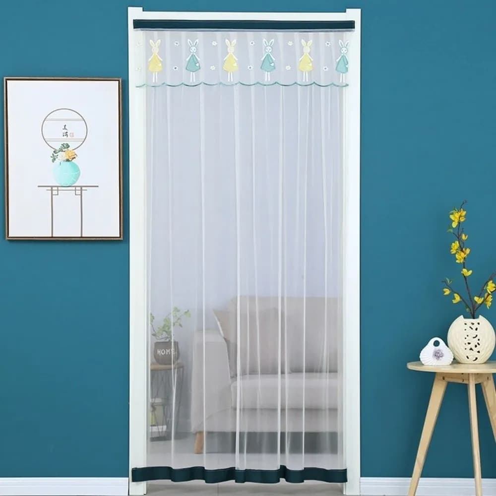 Self-adhesive Mosquito Proof Curtain Breathable Lace No Punching Lace Embroidered Door Curtain Embroidered Anti-mosquito