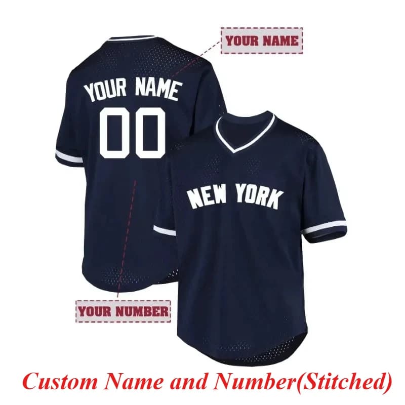 Maglia da baseball da uomo con nome e numero personalizzati T-shirt ampia e traspirante a maniche corte con design ricamato NEW YORK per uomo