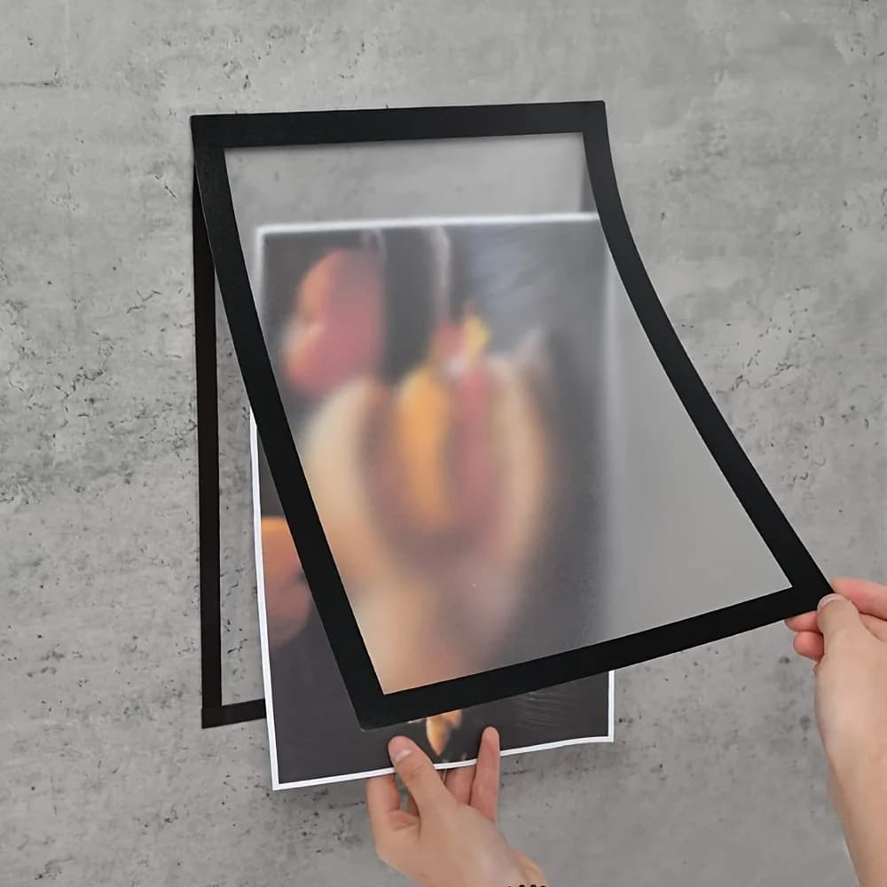 2-Pack A6 Magnetic Self-Adhesive Photo Frame - Portable Wall-mounted Plastic Photo File Display Frame, Magnetic Photo Frame, Folder (No Screws/No Installation)