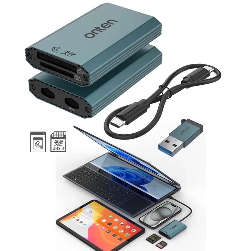 Hub USB-C Plug and Play con Lettore di Schede CF/SD, Adattatore Splitter e Docking Station, Lettura Schede Tipo-B, 1250Mbps