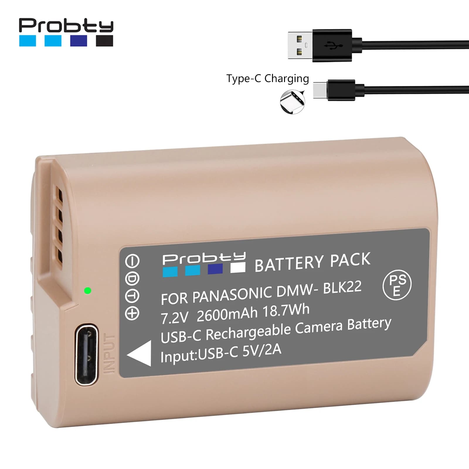 DMW-BLK22 DMW BLK22 battery with USB-C charging port for Panasonic LUMIX DC-S5 DC-S5K S5 GH5 GH6 G9 GH5S DC-S5KK