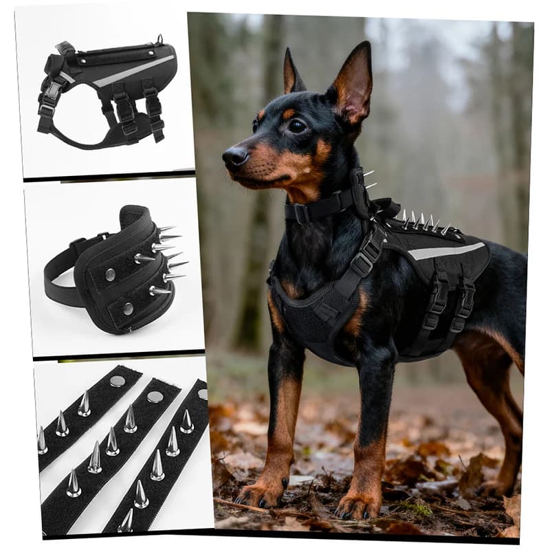 Imbracatura Tattica Resistente per Cani con Striscia Riflettente, Anti-Intimidazione, Regolabile, Protettiva per Addestramento e Avventura