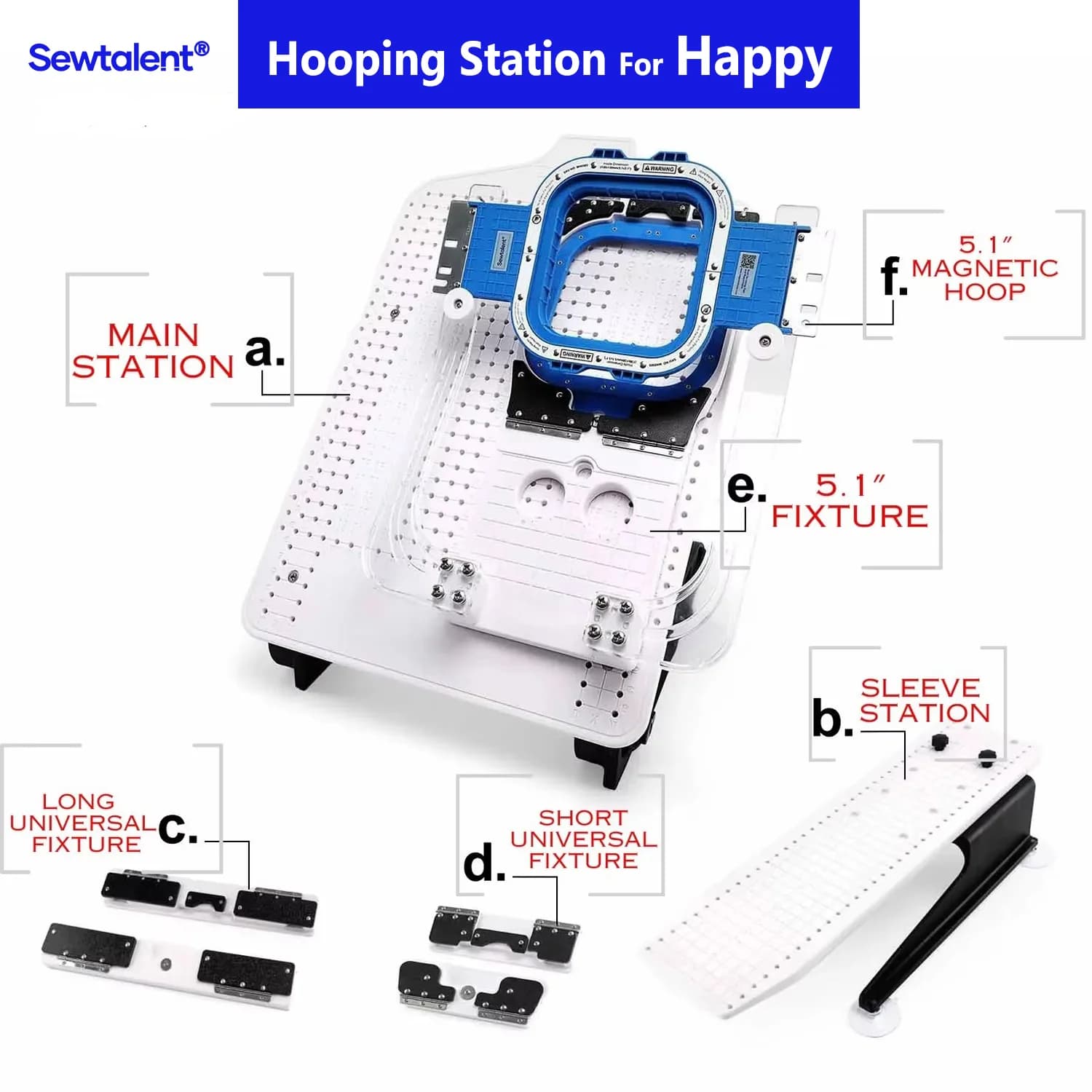 Happy Japan HCS HCH HCD HCU HCR HCM HCG macchine da ricamo con telaio magnetico Sewtalent Kit stazione di sollevamento Mighty Hoop Master