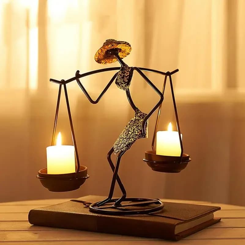 Portacandele Creativo in Ferro, Candelieri in Metallo Stile Africano, Decorazioni per Matrimoni e Natale, Ornamenti per Tavolo e Soggiorno