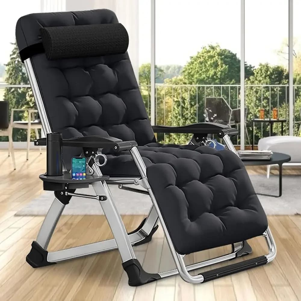 Comy olding Recliner Chair - Bedroom & Living Room, Patio Lounge Chair with Removable Cushion or Indoor Outdoor