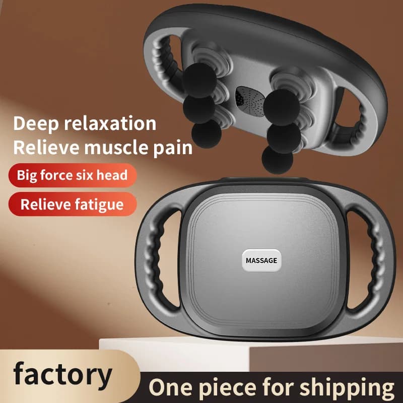 Six Heads Fascia Gun High-Frequency Vibration Deep Massage Device For Shoulder Waist Back Leg Body Muscle Relaxation Gift