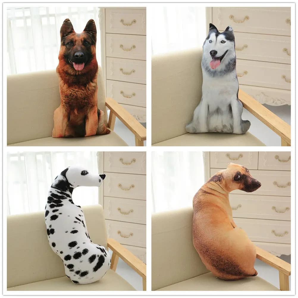 Cuscino a Forma di Cane 3D, 50 cm, Imbottito in Cotone PP, Morbido Cuscino Decorativo per Divano, Letto, Auto e Casa