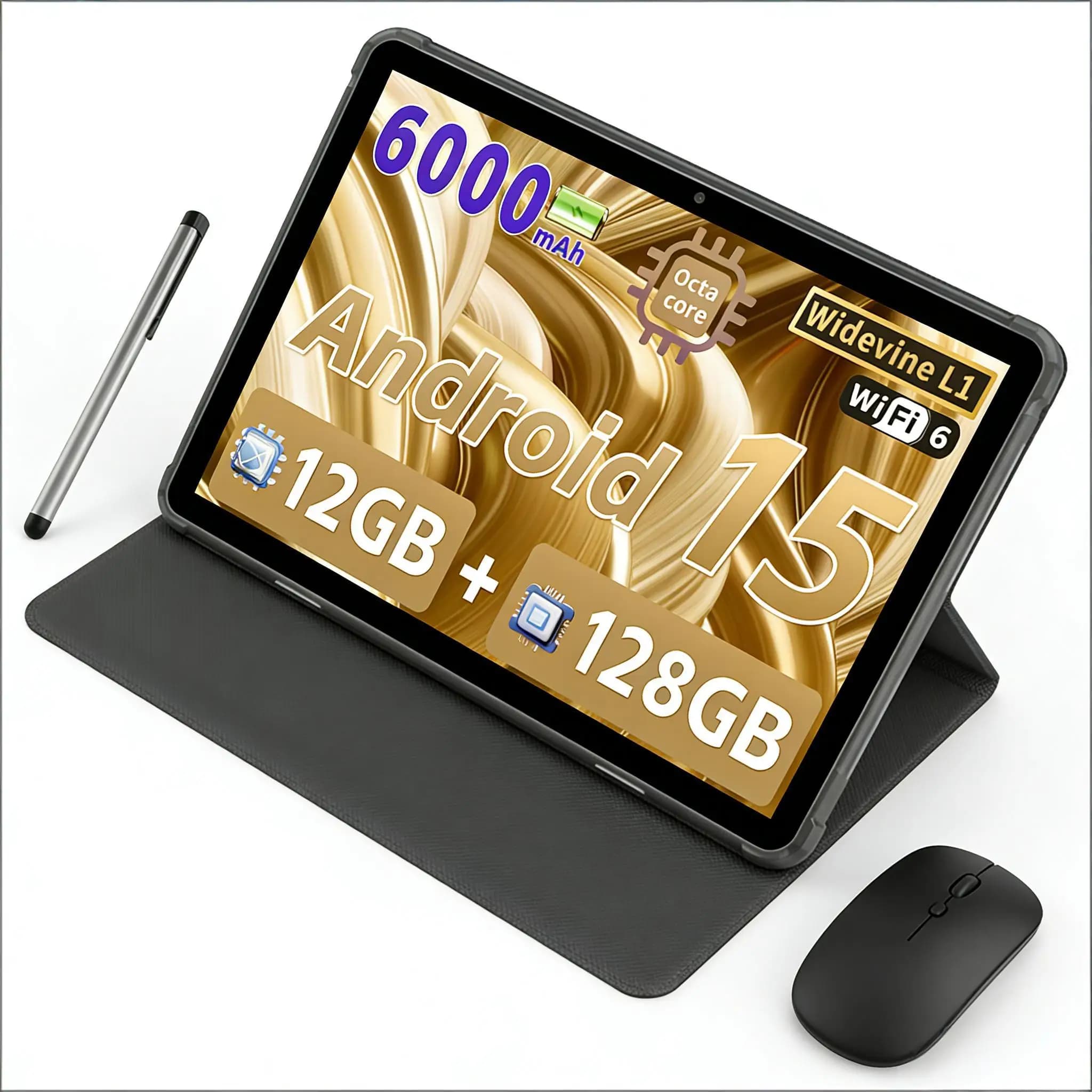 Tablet Android ANRY 10.1 Pollici HD IPS Touchscreen 12GB RAM 128GB ROM Octa Core 6000mAh Ricarica Rapida WiFi 6 BT4.2 Tablet Globale