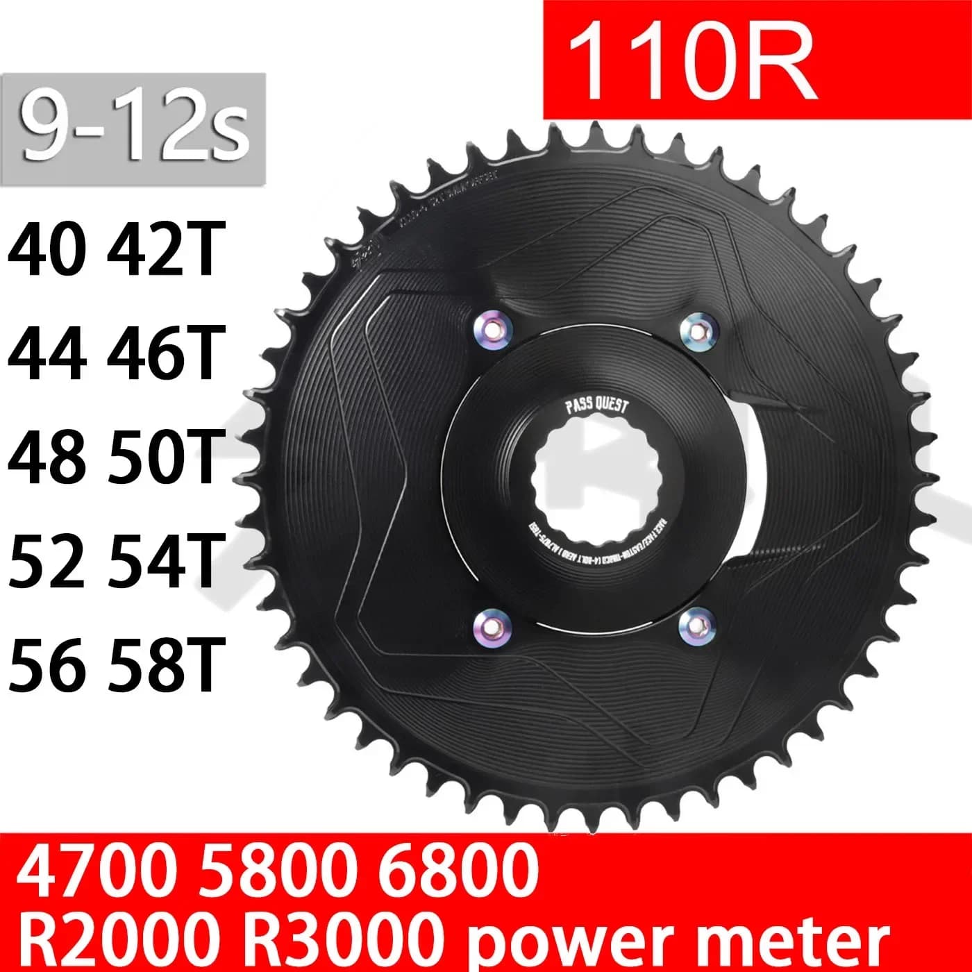 PASS QUEST 110bcd corona 3mm Offset stretto largo singolo ruota dentata per bicicletta Per Shimano DA R9000 6800 5800 4700 misuratore di potenza
