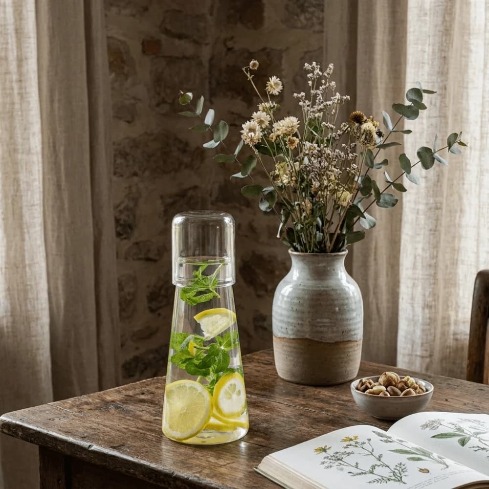 Transparent Cool Water Pitcher 850ml Thickened Beverage Container Safe Non-Toxic with Lid Cool Water Bottle Living Room