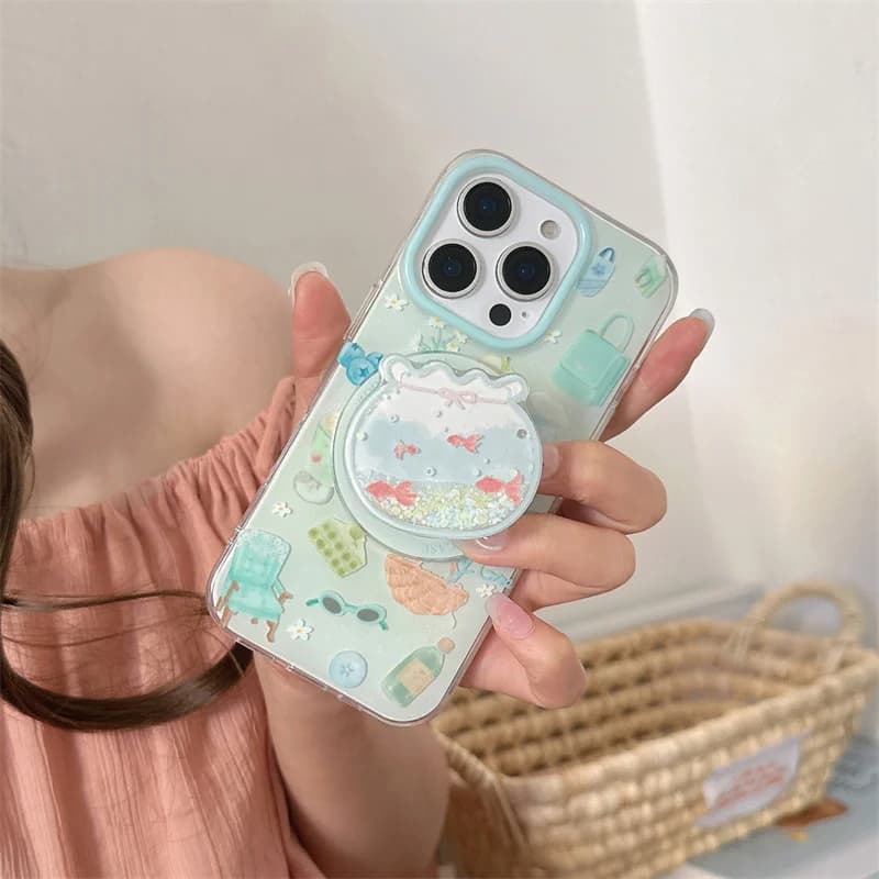 Custodia magnetica per telefono per le vacanze estive per iPhone 16 Pro 15 13 14 Pro Max Cover posteriore con custodie per cartoni animati con supporto Magsafe carino