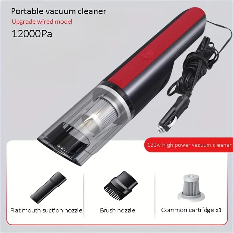 Vacuum Cleaner for Auto Cablato Silver and Red with Strong Suction, Vacuum Cleaner Portable Mini Rechargeable for Home