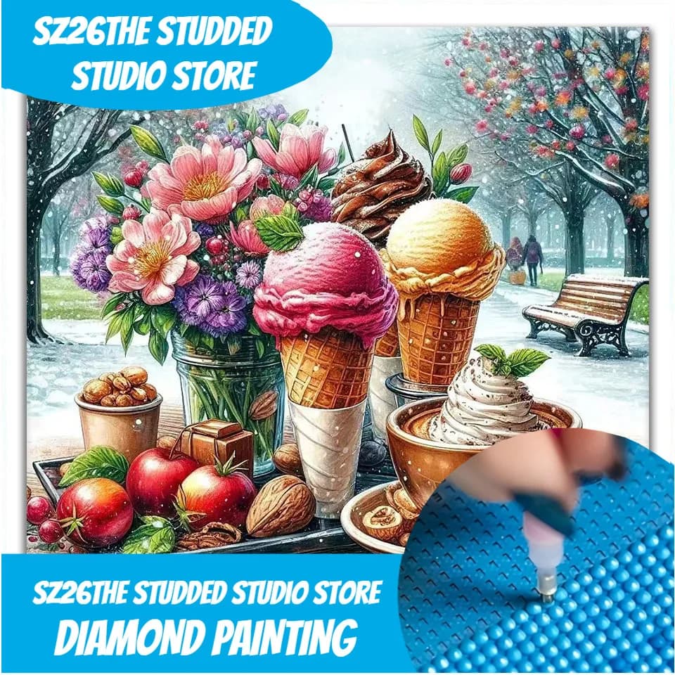 Sz26The borchiato 5D fai da te cibo ricamo diamante mosaico pittura diamante kit artistico strass rotondo fatto a mano punto croce Home Deco
