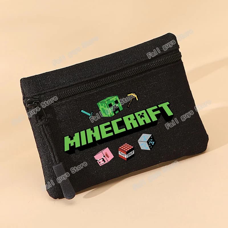 Miner Crafting Pixel Canvas Wallet Mini Cartoon Coin Purse Zipper Money Pouch Credit Card Holder Kawaii Key Storage Bag Gifts