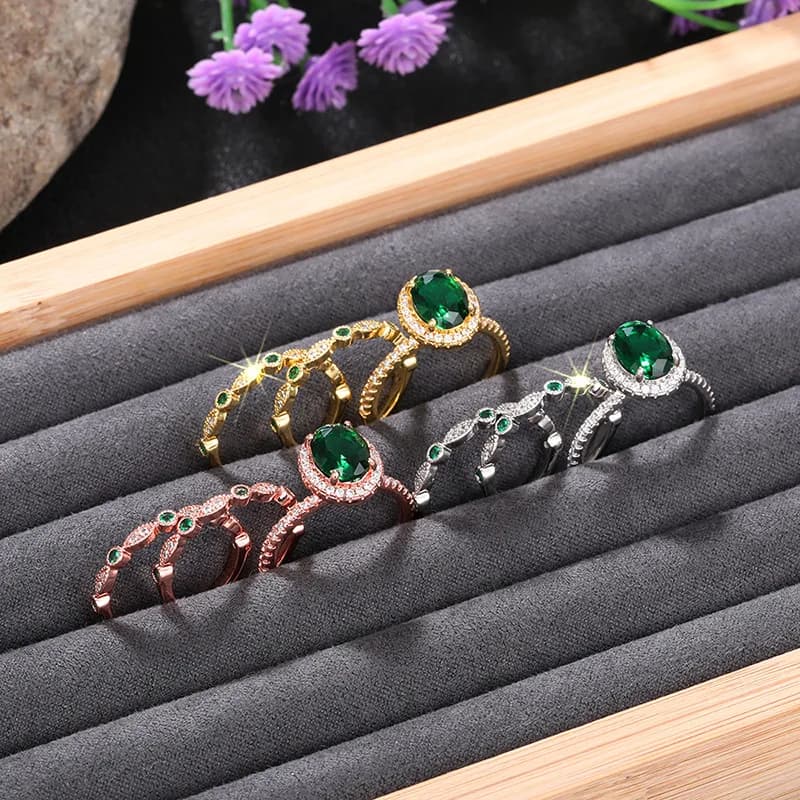 Set of Three Luxury Parts with Elliptical Geometric Ring - New Collection 2026 European and American style, Custom Light Jewelry