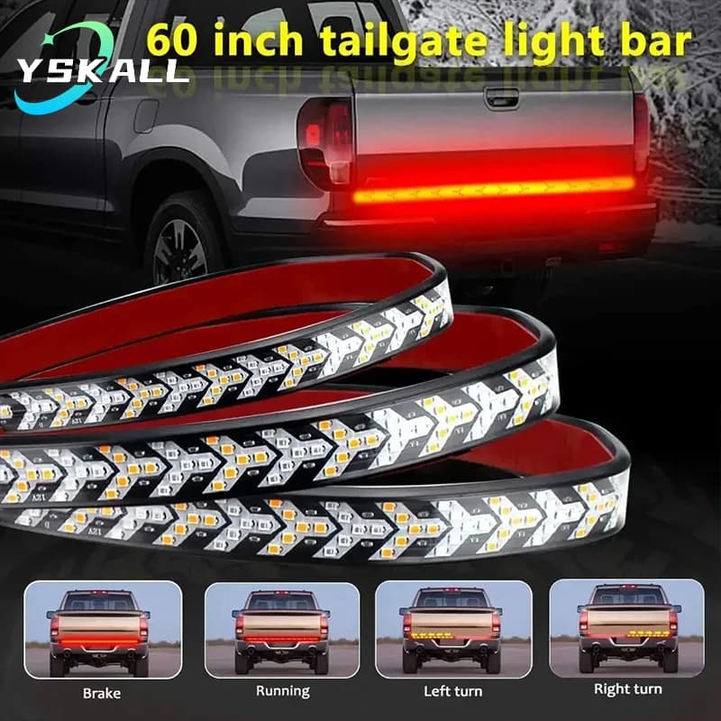 Luce di avvertimento freno posteriore per auto Fanale posteriore freno rosso con indicatore di direzione giallo sequenziale dinamico Freccia Striscia LED flessibile 12V24V