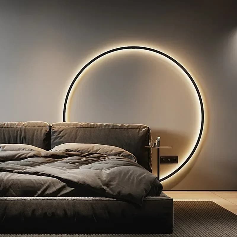 Lampada da parete a LED moderna per camera da letto Soggiorno Casa Design nordico Anello rotondo Apparecchio di illuminazione per applique da parete USB per interni