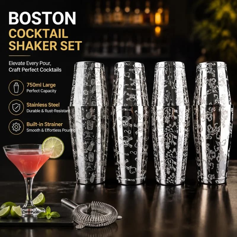 Creative Cocktail Shaker Stainless Steel Bartending Gadget Leakproof Drink Mixing Vessel Portable Shaking Pot for Home Bar Party