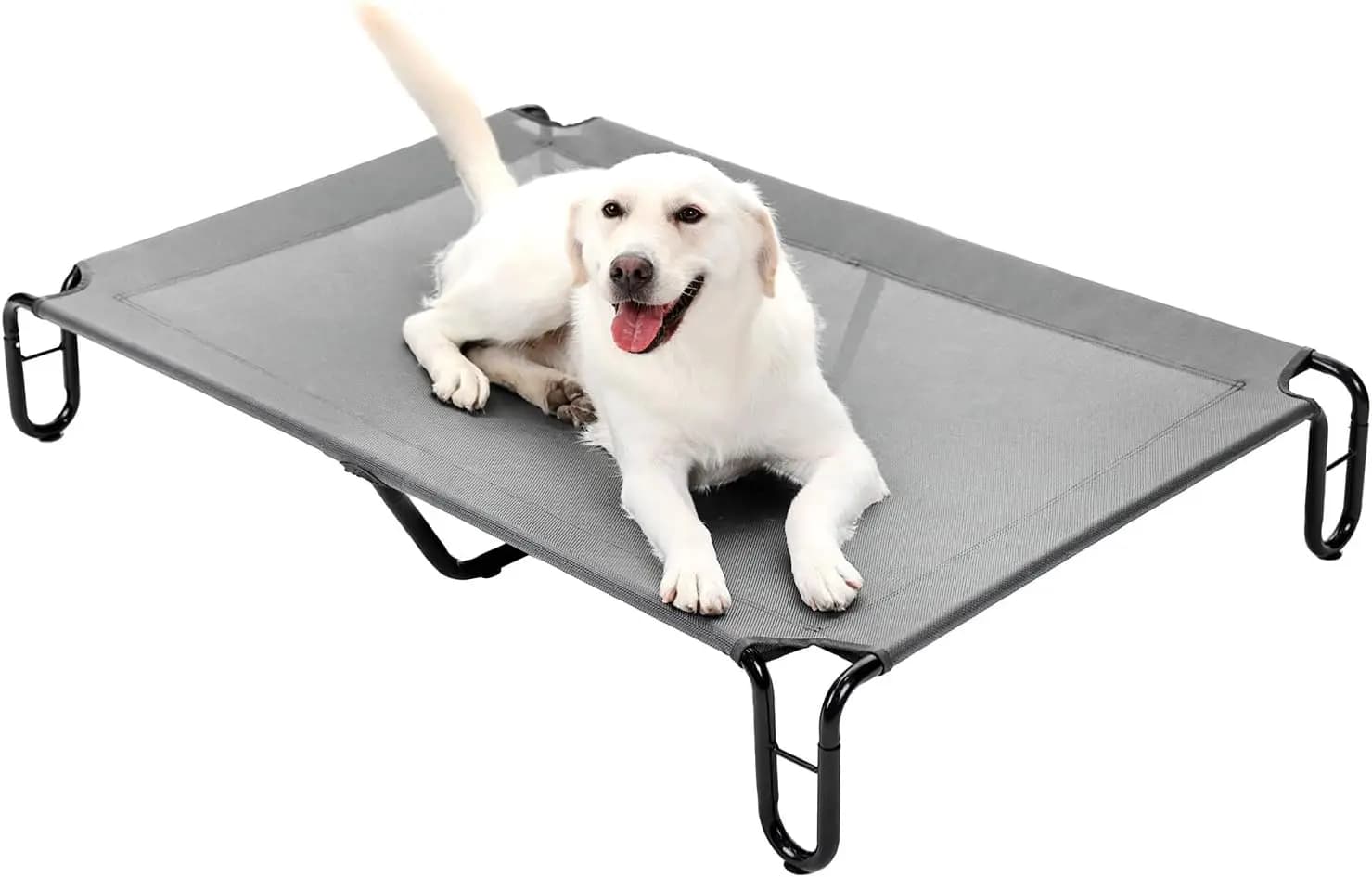 Cuccia rialzata da esterno per cani di taglia grande, lettino rinfrescante impermeabile con rete resistente, facile da montare, design antiscivolo fino a 85 libbre