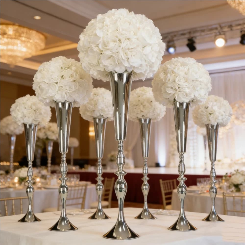 Candelabri a sospensione in metallo color oro e argento, 12 pezzi, 60-120 cm, con diamanti, per centrotavola di matrimoni