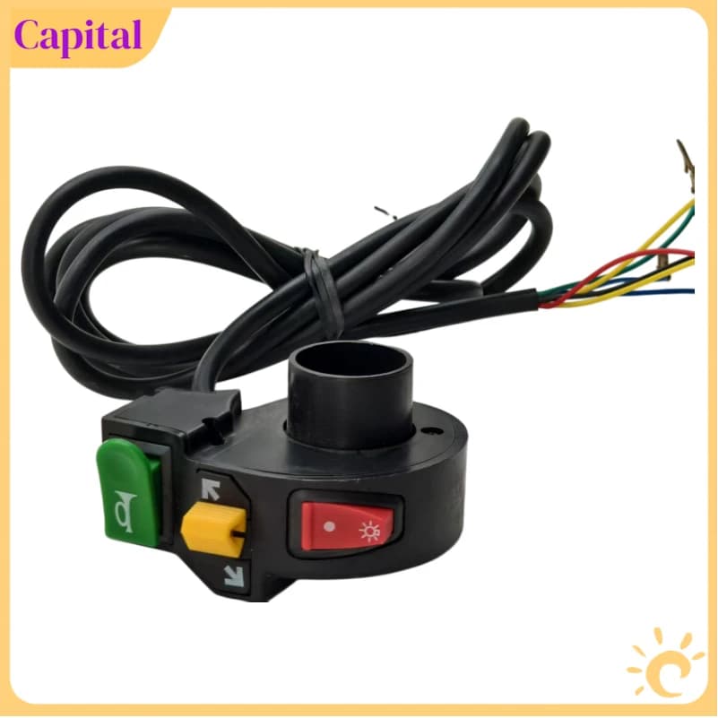 3 in1 Motorcycle Switch Electric Bike Scooter ATV Quad Light Turn Signal Horn ON/OFF Button for 22mm Dia Handlebars Motorbike