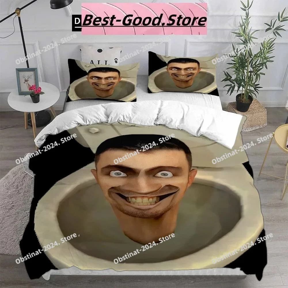 Stampa 3D Gioco di moda Skibidi Toilet Arale Set letto stampato Copripiumino Federa Set biancheria da letto Lenzuolo Copripiumino Completo