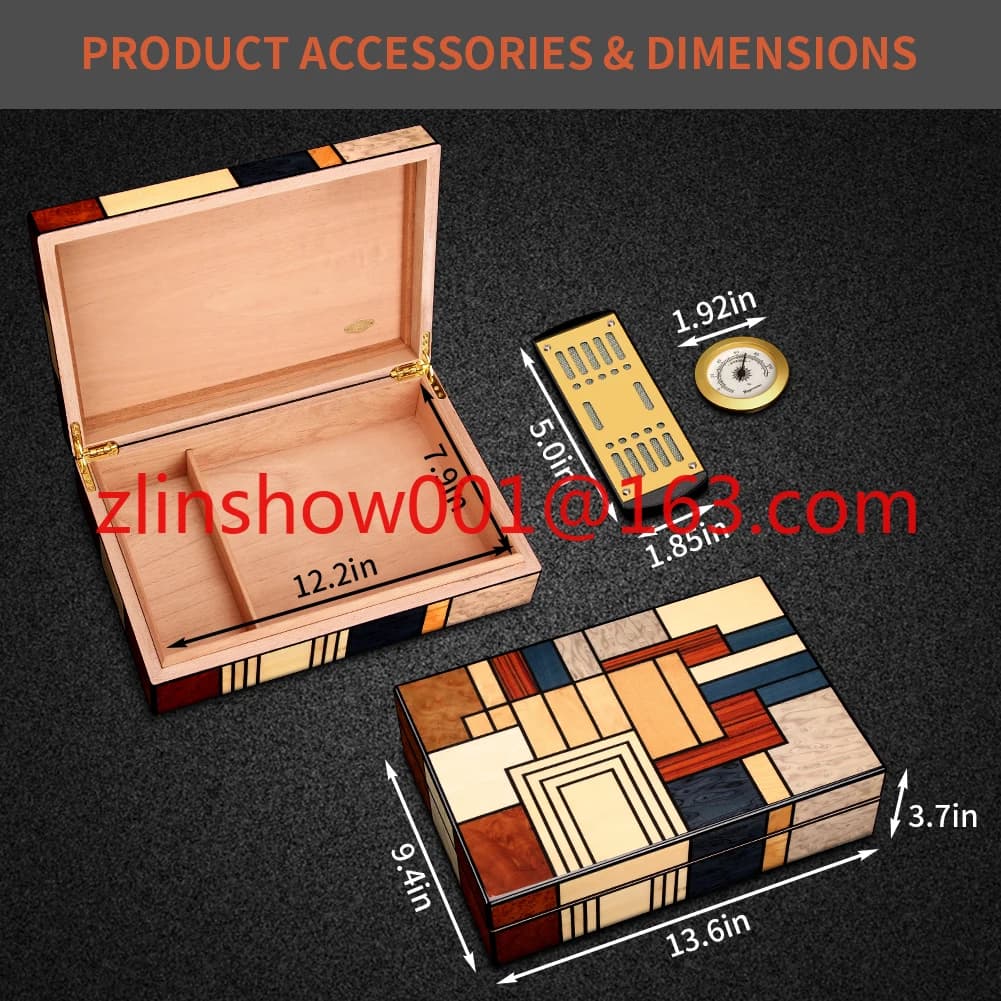 Custodia per umidificatore per sigari di lusso Scatola in legno di cedro Accessori per fumatori domestici con igrometro Umidificatore per sigari per Puros Humidor Charuto