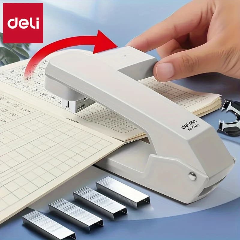Deli 0434 Cucitrice a rotazione libera con design a leva metallica senza sforzo Capacità 20 fogli - Essenziale per cancelleria per ufficio e scuola
