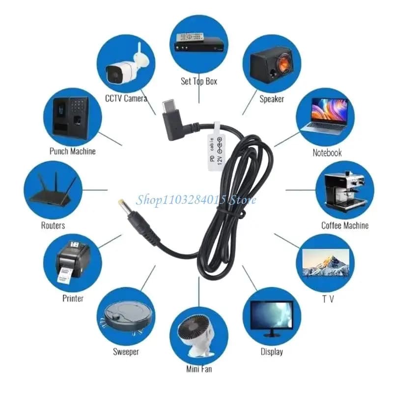 R6FF USB C 12V Cable with x 1.7mm Tip, Connector Cord Wire