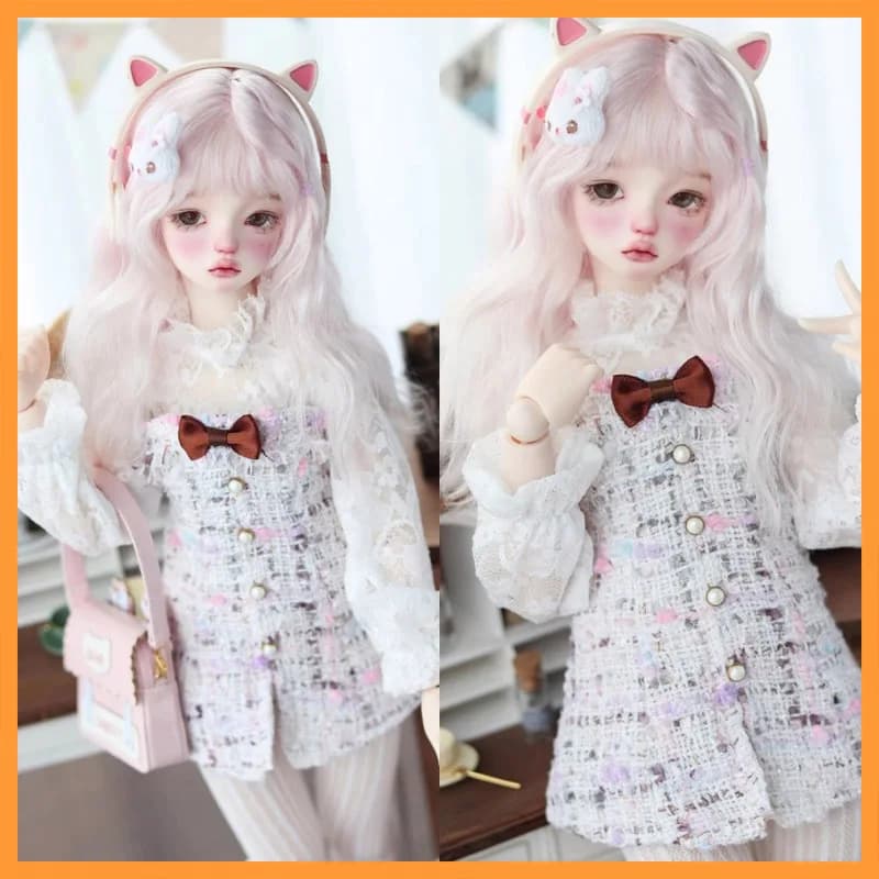 1/3 Bilancia 1/4 Dolce Sveglio Colore Bloccato Cappotto Lavorato A Maglia Calza Bianca In Pizzo Interno Misura 3 punti 4 punti Action Figure Giocattoli di Modello