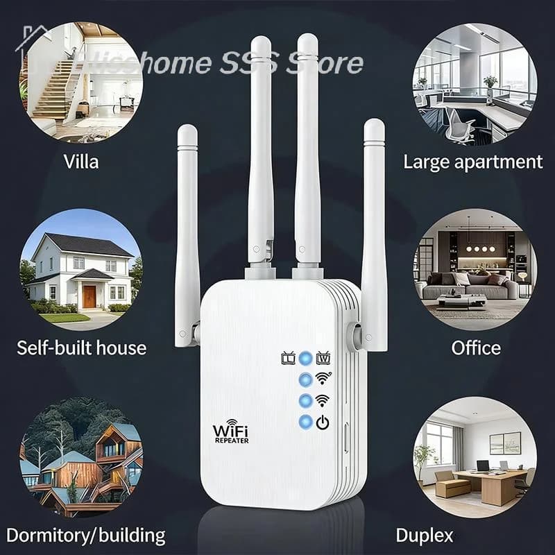 【S】WALRAM Ripetitore WiFi Wireless 300Mbps 2.4G, Router WiFi 802.11N, Amplificatore di Segnale WiFi a Lungo Raggio