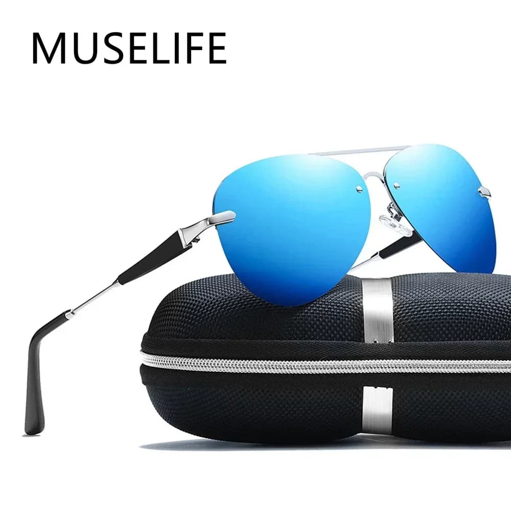 Occhiali da sole di marca di lusso da uomo occhiali da guida polarizzati con rivestimento in metallo occhiali da sole senza montatura per uomo Gafas De Sol Hombre