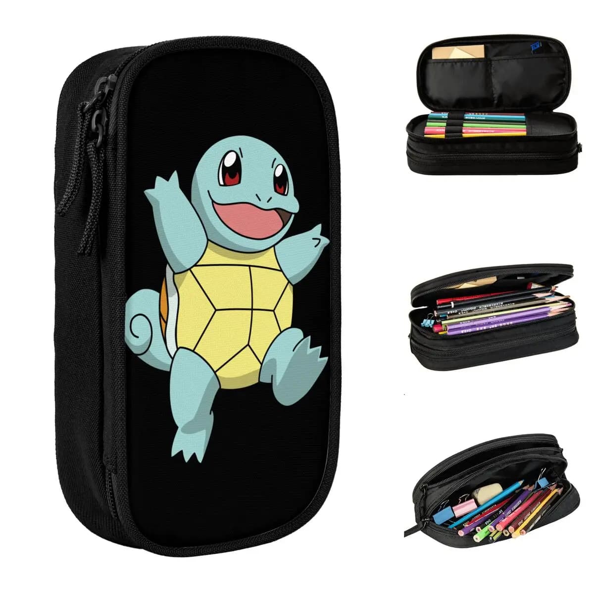 Divertenti astucci per matite Blastoise Squirtle Pokemoned Astuccio per matite Penna per studenti Borsa grande per studenti Cancelleria regalo per la scuola
