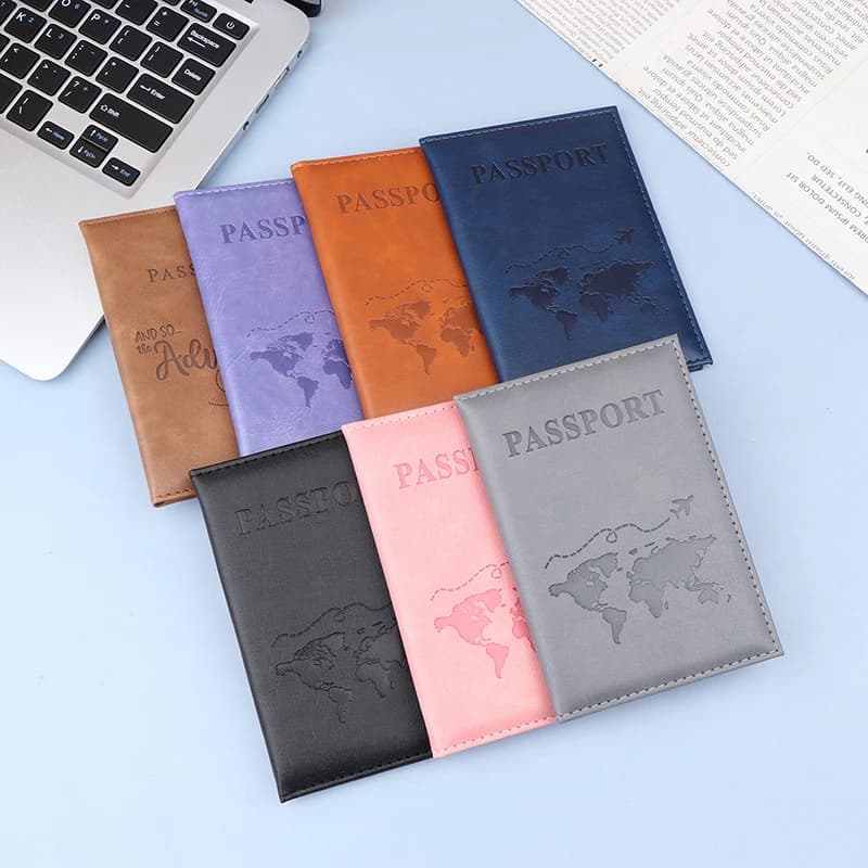 Custodia per carte di credito Unisex nuova in pelle PU Cover per passaporto di moda semplice World Thin Slim Travel Passport Holder Wallet Gift