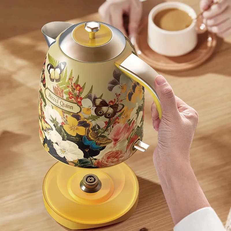 1.7L Retro Decalcomanie Handmade Electric kettle House Hot water Automatic shutdown Stainless steel teapot 304 Kitchen tools 1850W