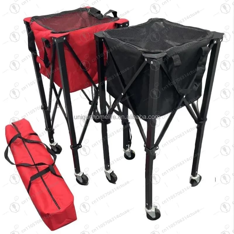 Carrello impermeabile per palline da tennis - Cestino con tramoggia per palline staccabile con ruote, raccoglitore di tennis per cantiere e allenamento