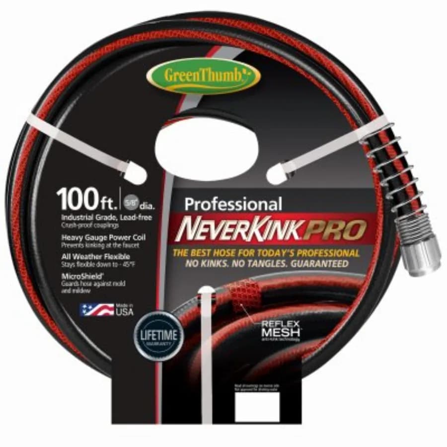 Tubo da Giardino NeverKink Pro, Resistente alle Piegature, 5/8 Pollici x 100 Piedi, Nero, per Uso Commerciale, Durevole, per Aree Esterne