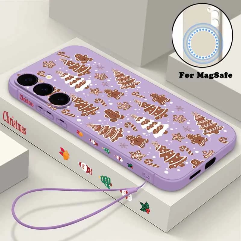 Custodia magnetica per telefono natalizia carina per Samsung Galaxy S25 S24 FE S24 S23 S22 Ultra S21 Plus per copertura di ricarica wireless Magsafe
