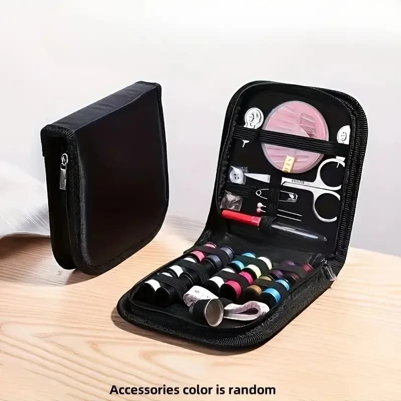 1Bag 27Pcs Sewing Kit, Multi-Purpose Portable Sewing Supplies Set with Thread, Needles, Threader, Thimble, Measuring Tape