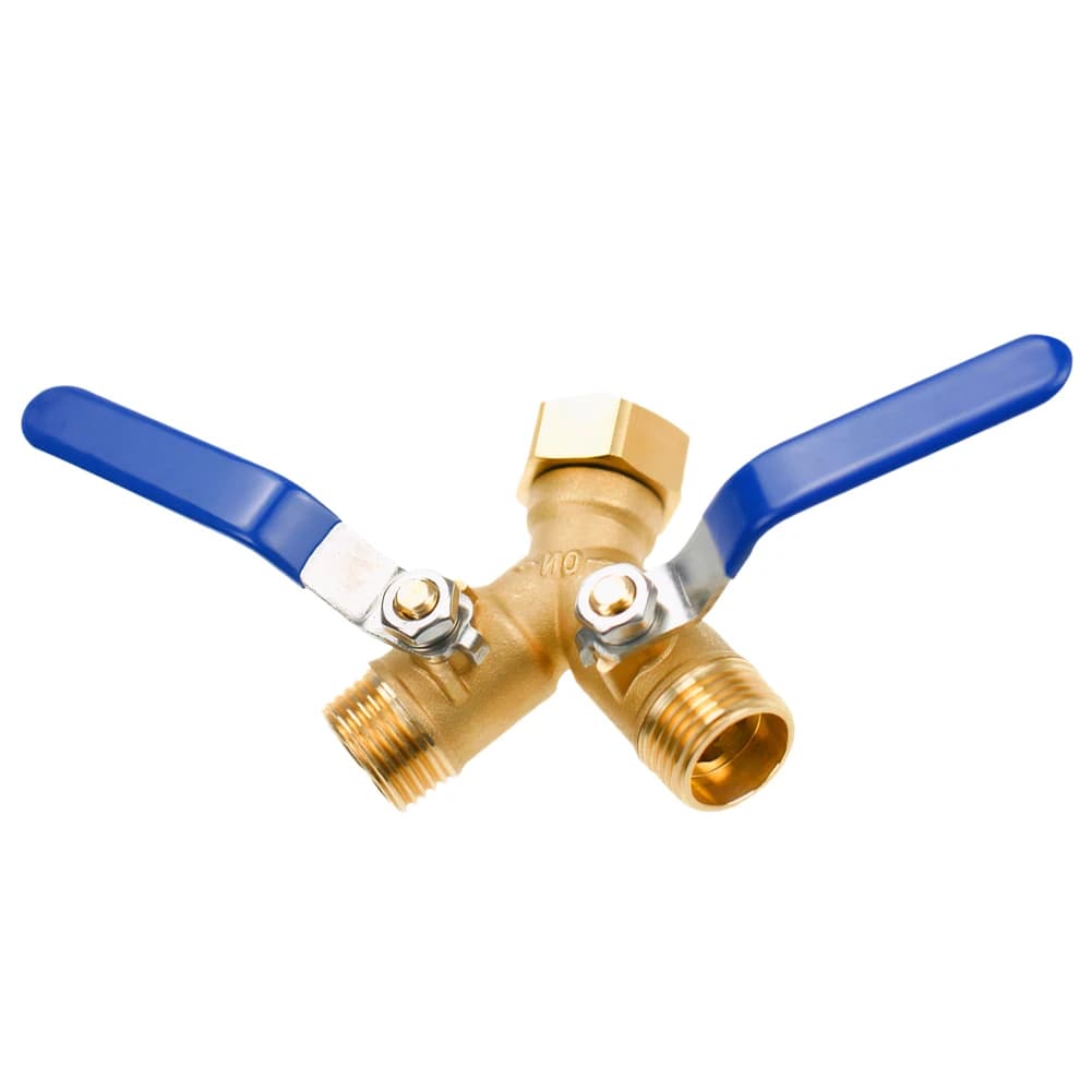 Adattatore/Sdoppiatore per Tubo da Giardino da 3/4 di Pollice con Filettatura, in Ottone, a Flusso Completo, con Maniglia Lunga per Giardino e Prato