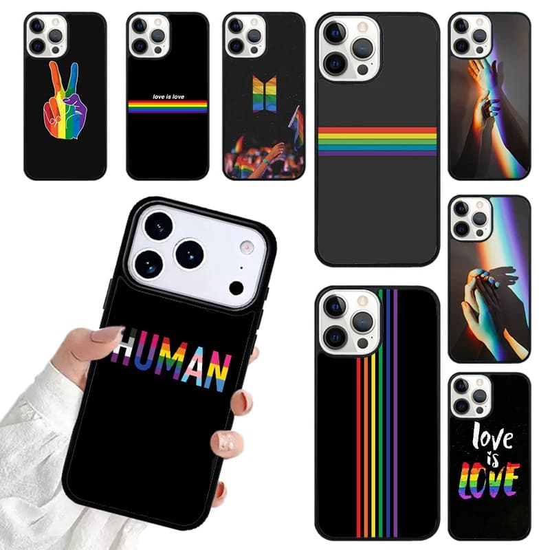 Rainbow Gay LGBT Finger Phone Case For iPhone 17 16 15 14 13 12 11 Pro Max 17air Shockproof Cover Fundas