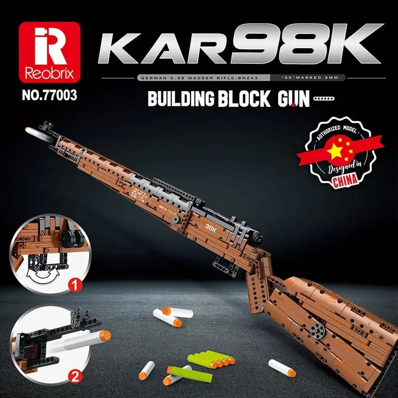 Reobrix 77003 Karabiner 98K Modello in Mattoncini Serie Armi Emissibili MOC Puzzle Giocattoli da Costruzione Blocchi da Costruzione Regalo per Ragazzi 1028 Pezzi