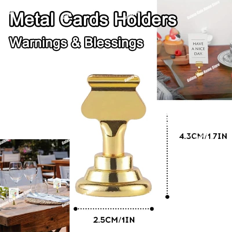 5 Pezzi Porta Cartellini in Metallo per Feste, Etichette per Alimenti, Avvertenze, Benedizioni, Matrimoni, Hotel, Ristoranti, Espositori Mini Accessori