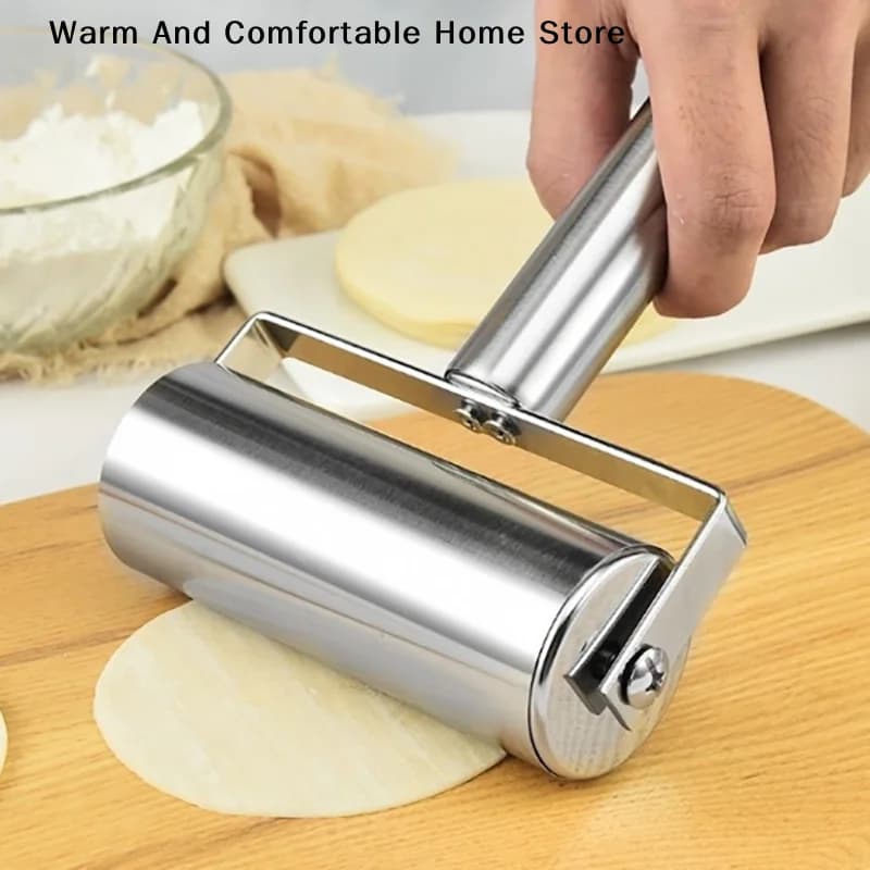 Mattarello in Acciaio Inossidabile per Pasta, Pizza, Fondente - Utensile da Cucina in Metallo per Impastare, Cuocere Pizza e Biscotti