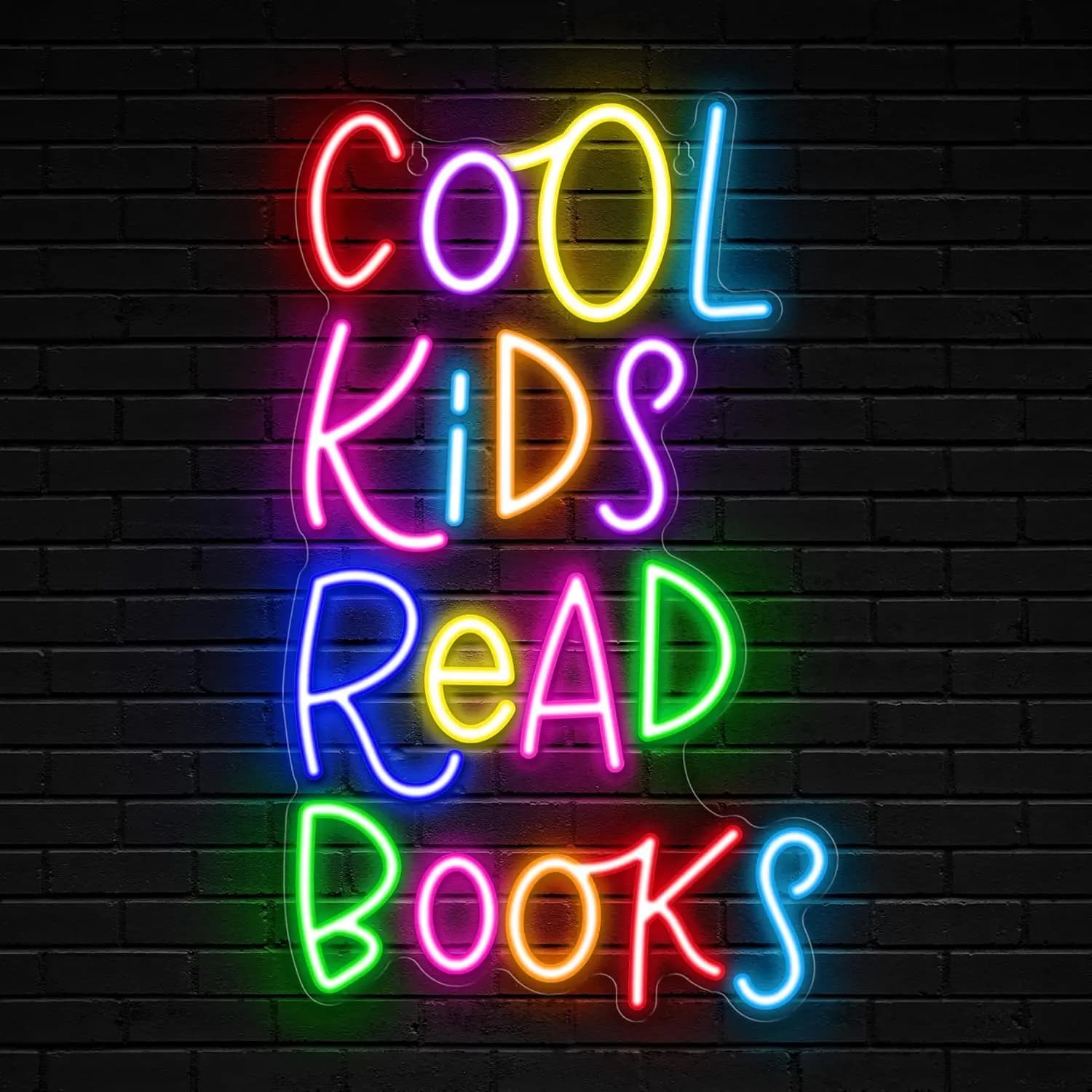 Insegna al Neon 'Cool Kids Read Books' Alimentata USB, Luce LED per Angolo Lettura, Studio, Biblioteca, Aula, Camera da Letto, Decorazione, Regalo