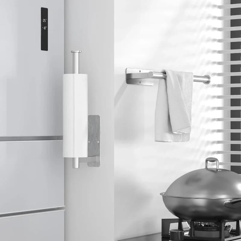 Portarotolo da parete in acciaio inossidabile, adesivo, per bagno, cucina, lavanderia, organizzazione e stoccaggio
