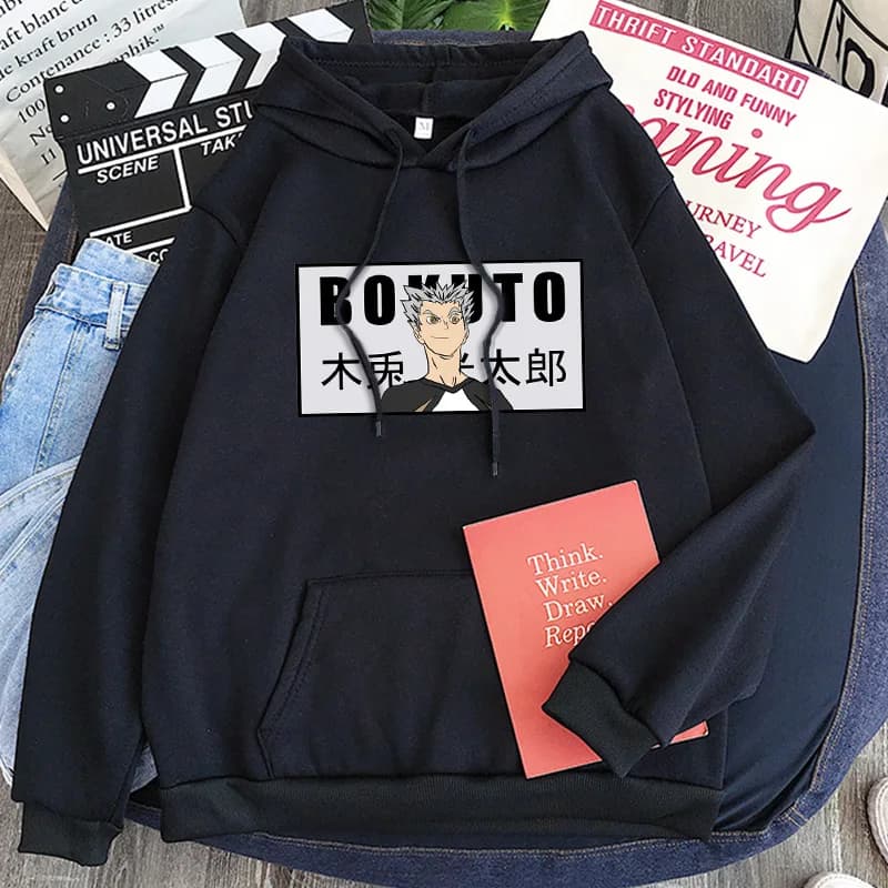 Kotaru Bokuto Haikyuu Anime Felpe con cappuccio Donna/Uomo Harajuku Manga Pallavolo Junior Inverno Caldo Casual Felpe con cappuccio a maniche lunghe